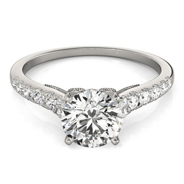 RCJ Rings 14k White Gold Diamond Engagement Ring With Single Row Band (1 3/4 cttw)