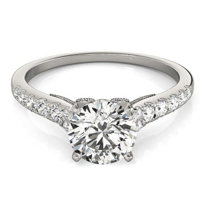RCJ Rings 14k White Gold Diamond Engagement Ring With Single Row Band (1 3/4 cttw)