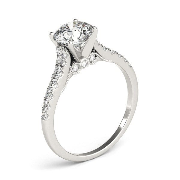 RCJ Rings 14k White Gold Diamond Engagement Ring With Single Row Band (1 3/4 cttw)
