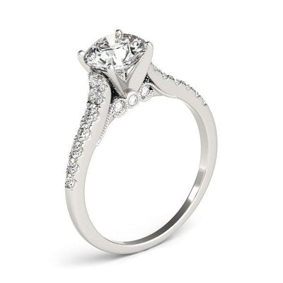 RCJ Rings 14k White Gold Diamond Engagement Ring With Single Row Band (1 3/4 cttw)
