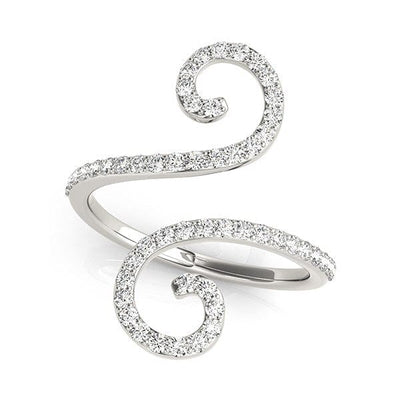 RCJ Rings 14k White Gold Diamond Open Flourish Style Ring (1/2 cttw)