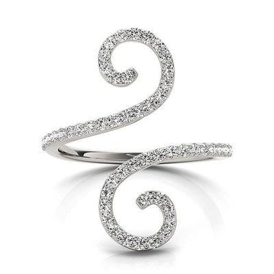 RCJ Rings 14k White Gold Diamond Open Flourish Style Ring (1/2 cttw)