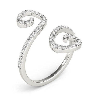 RCJ Rings 14k White Gold Diamond Open Flourish Style Ring (1/2 cttw)
