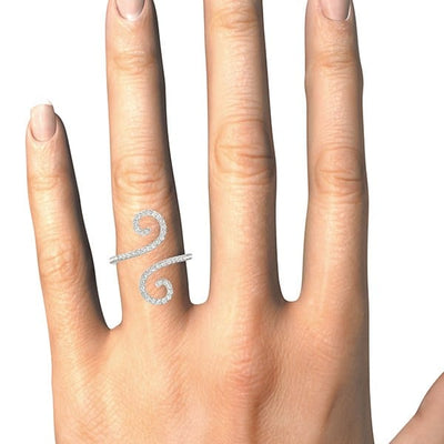 RCJ Rings 14k White Gold Diamond Open Flourish Style Ring (1/2 cttw)