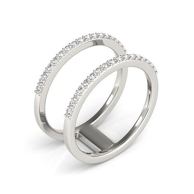 RCJ Rings 14k White Gold Dual Band Design Ring with Diamonds (1/3 cttw)