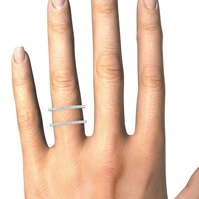 RCJ Rings 14k White Gold Dual Band Design Ring with Diamonds (1/3 cttw)