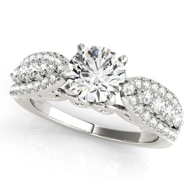 RCJ Rings 14k White Gold Multirow Shank Round Diamond Engagement Ring (1 1/2 cttw)