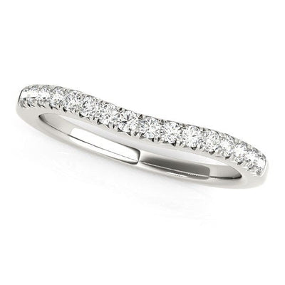 RCJ Rings 14k White Gold Pave Set Round Curved Wedding Band (1/4 cttw)