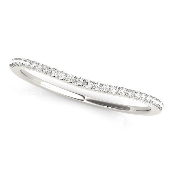 RCJ Rings 14k White Gold Pave Style Setting Curved Diamond Wedding Band (1/10 cttw)