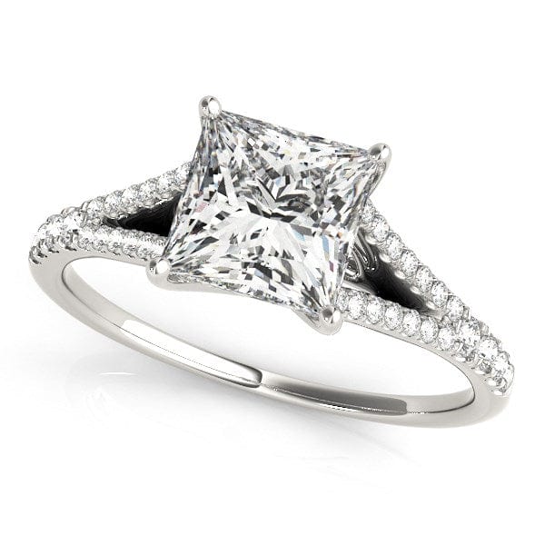 RCJ Rings 14k White Gold Princess Cut Split Shank Diamond Engagement Ring (1 1/8 cttw)
