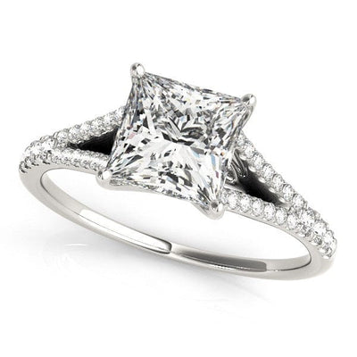 RCJ Rings 14k White Gold Princess Cut Split Shank Diamond Engagement Ring (1 1/8 cttw)