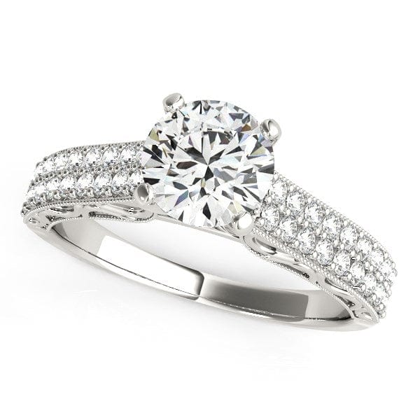 RCJ Rings 14k White Gold Pronged Diamond Antique Style Engagement Ring (1 1/3 cttw)