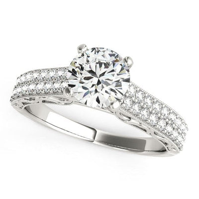 RCJ Rings 14k White Gold Pronged Diamond Antique Style Engagement Ring (1 1/3 cttw)