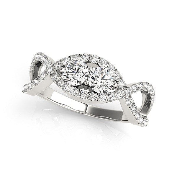 RCJ Rings 14k White Gold Split Shank Infinity Two Stone Round Diamond Ring (1/2 cttw)