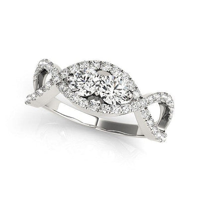 RCJ Rings 14k White Gold Split Shank Infinity Two Stone Round Diamond Ring (1/2 cttw)