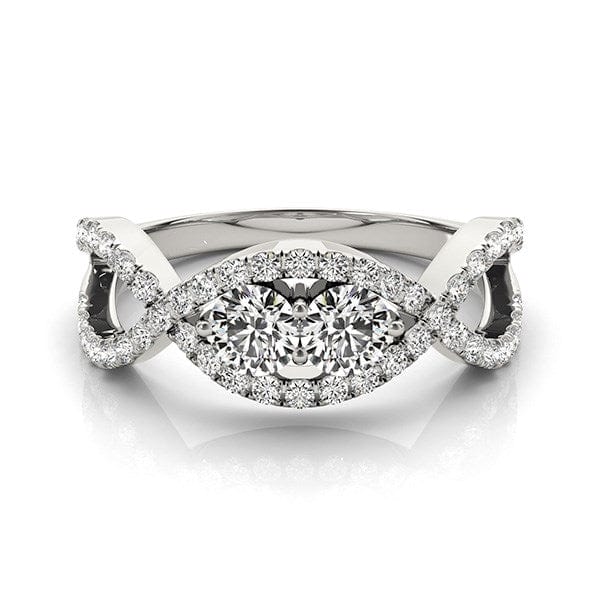 RCJ Rings 14k White Gold Split Shank Infinity Two Stone Round Diamond Ring (1/2 cttw)