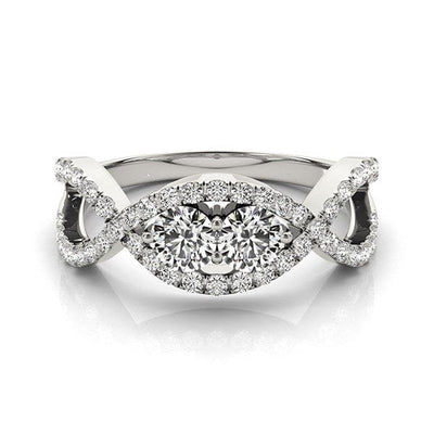 RCJ Rings 14k White Gold Split Shank Infinity Two Stone Round Diamond Ring (1/2 cttw)