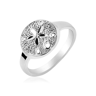 RCJ Rings Sterling Silver Textured Sand Dollar Ring(2.50 mm)