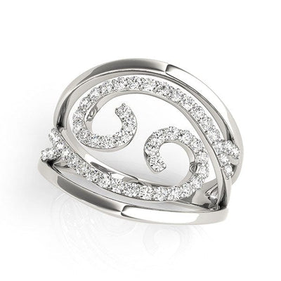 RCJ Rings Swirl Design Diamond Ring in 14k White Gold (1/2 cttw)