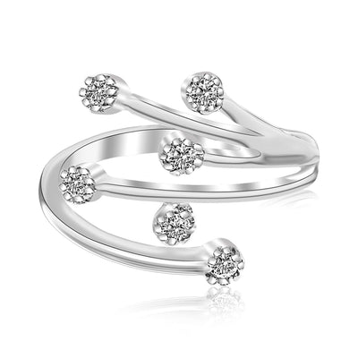 RCJ Toe Rings Sterling Silver Sterling Silver Rhodium Finished White Cubic Zirconia Embellished Toe Ring