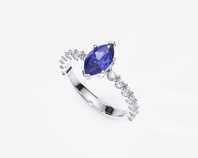 Maura Gems and Jewellery 1.05 ct sapphire ring in 18-karat white gold with diamonds G Color Si1 clarity