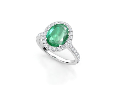 Maura Gems and Jewellery 2.49 ct Tsavorite garnet cabochon in 18-karat white gold with diamonds G Color Si1 clarity