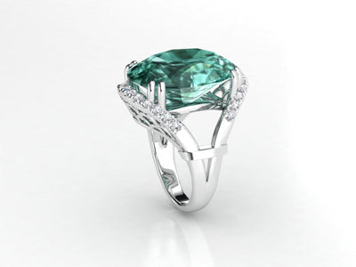 Maura Gems and Jewellery 8.55 ct Prasiolite (Green Amethyst) in 18-karat white gold with diamonds G Color Si1 clarity