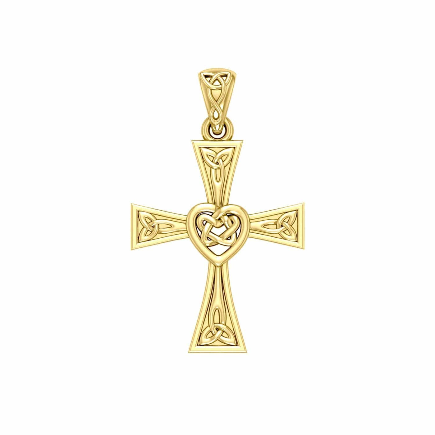 Maura Gems and Jewellery Celtic Cross with Heart 14K Solid Gold Pendant GPD5973