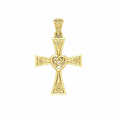 Maura Gems and Jewellery Celtic Cross with Heart 14K Solid Gold Pendant GPD5973