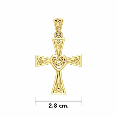 Maura Gems and Jewellery Celtic Cross with Heart 14K Solid Gold Pendant GPD5973