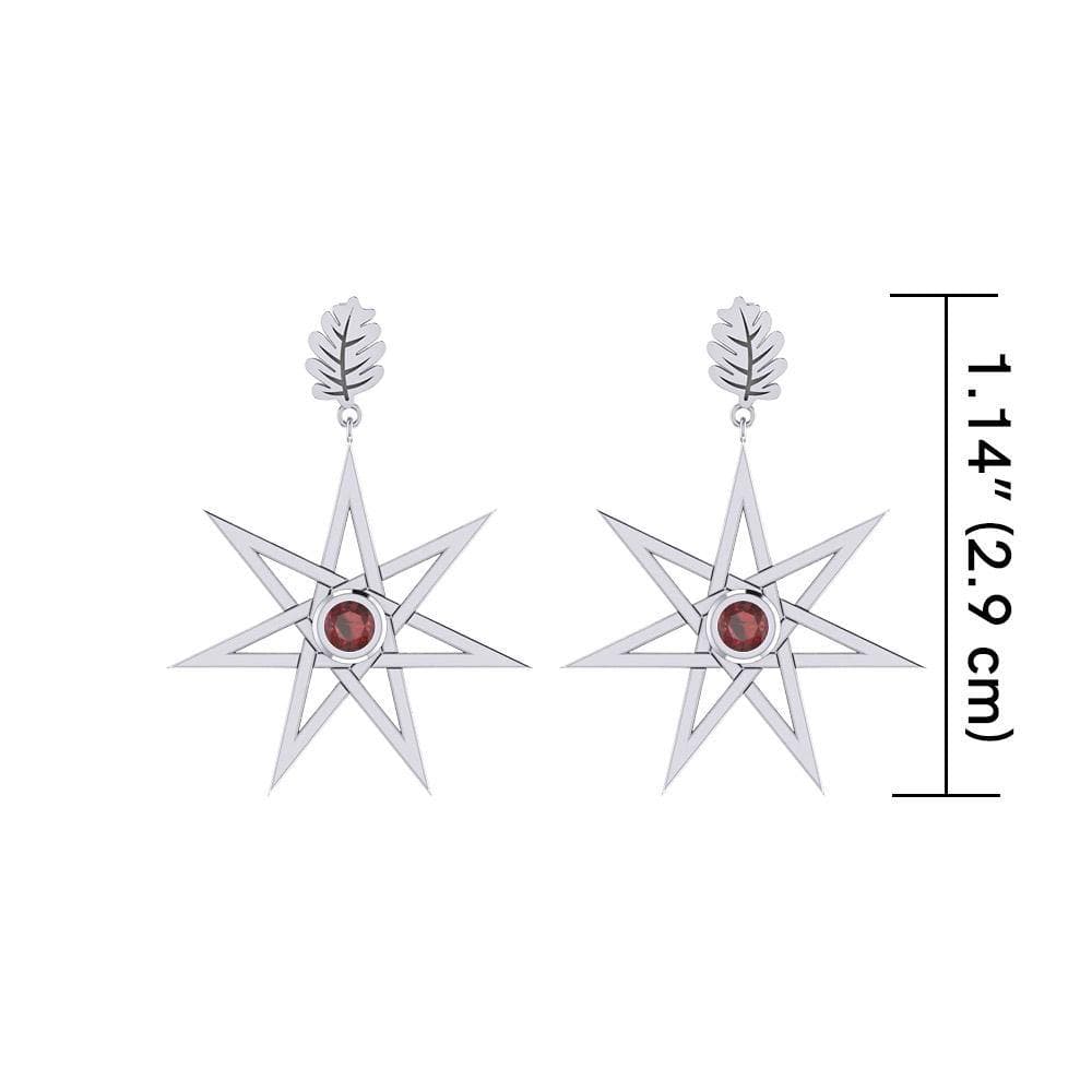 Maura Gems and Jewellery Dangling Gemstone Elven Star with Oak Leaf Post Earrings TER1764