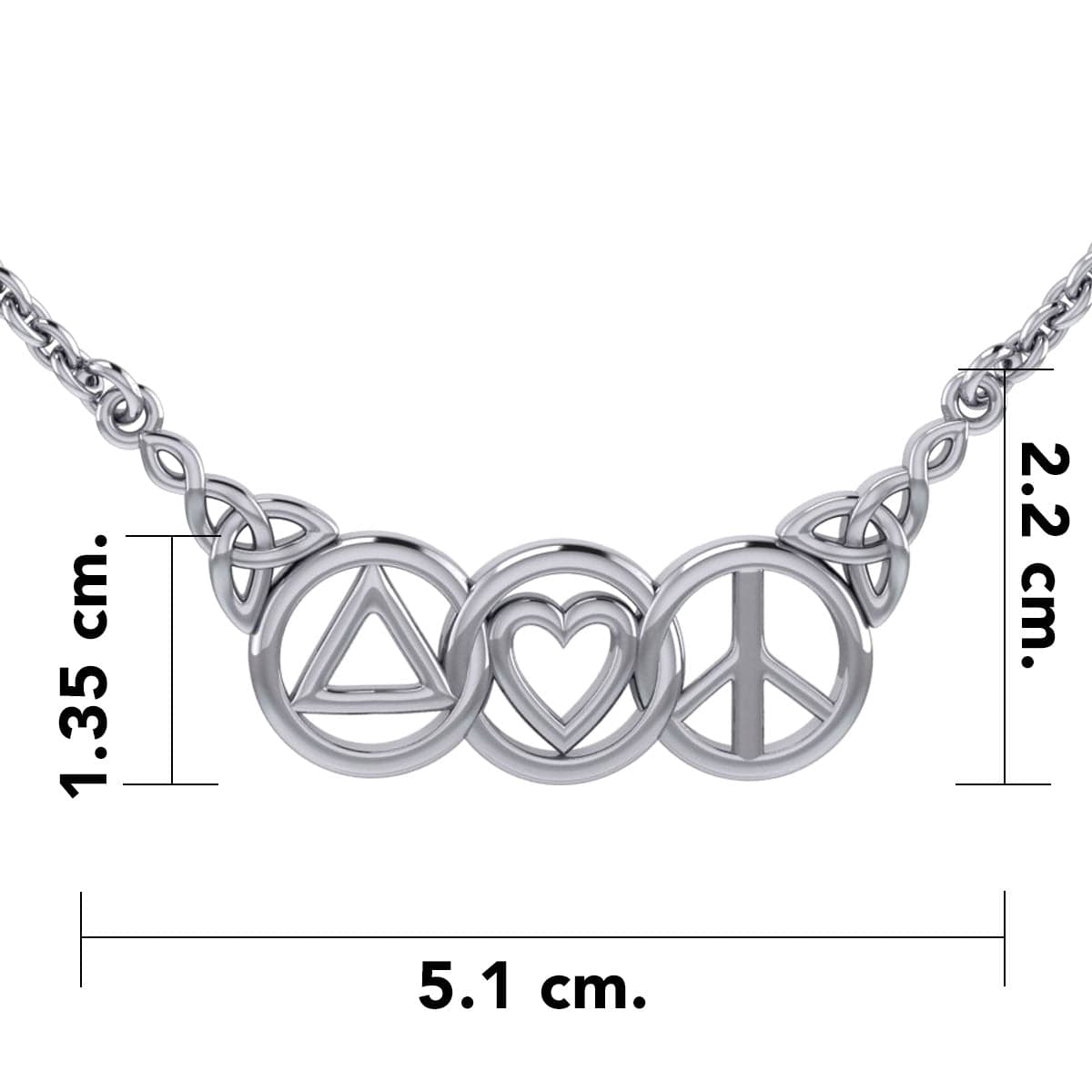 Maura Gems and Jewellery Love Peace and Recovery Silver Necklace