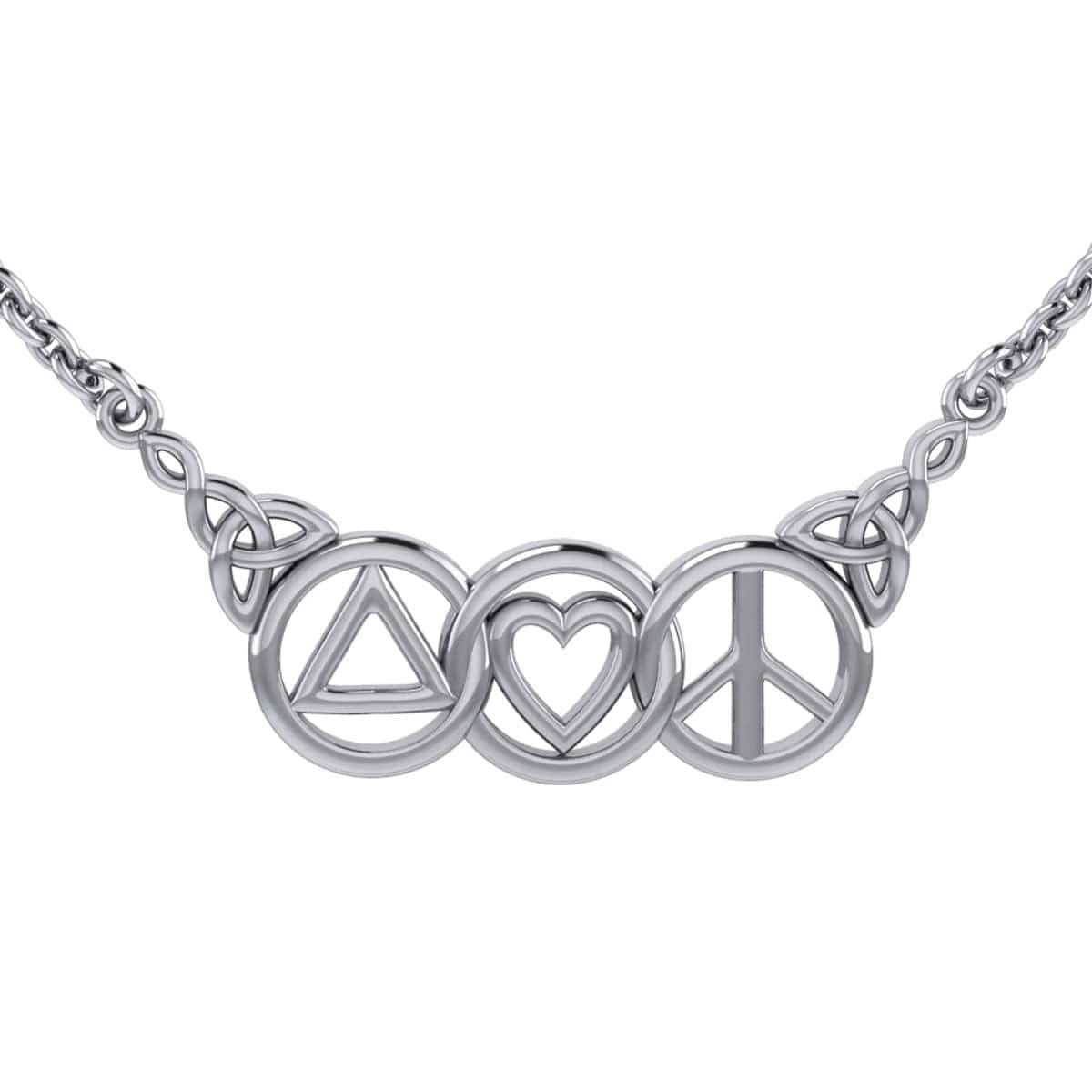 Maura Gems and Jewellery Love Peace and Recovery Silver Necklace