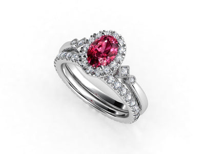 Maura Gems and Jewellery Natural spinel and diamond stack ring white gold 18k