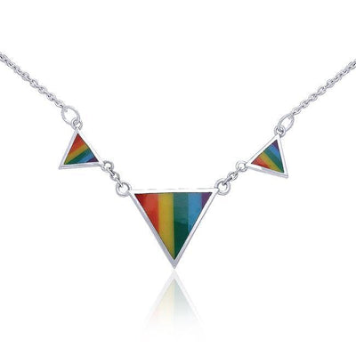 Maura Gems and Jewellery Rainbow Triangles Silver Necklace