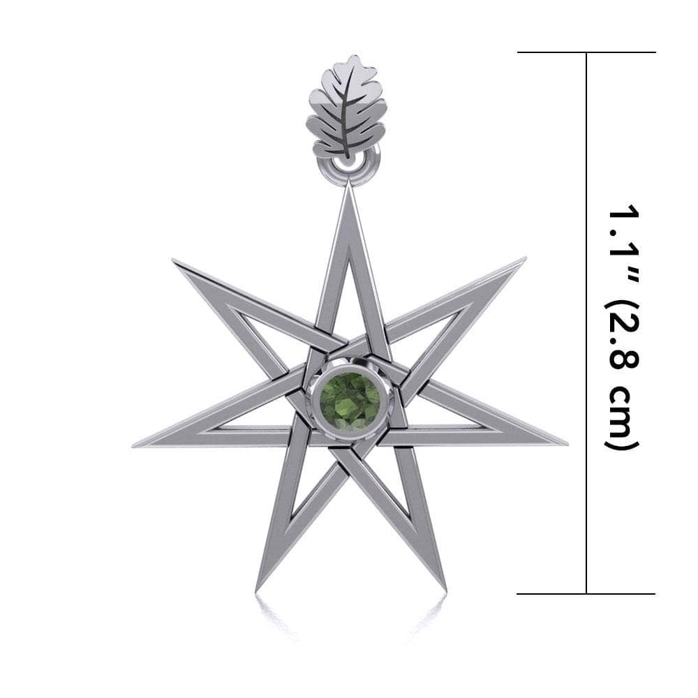 Maura Gems and Jewellery Ready Made Jewelry Elven Star and Oak Leaf Sterling Silver Pendant with Gemstone TPD2104