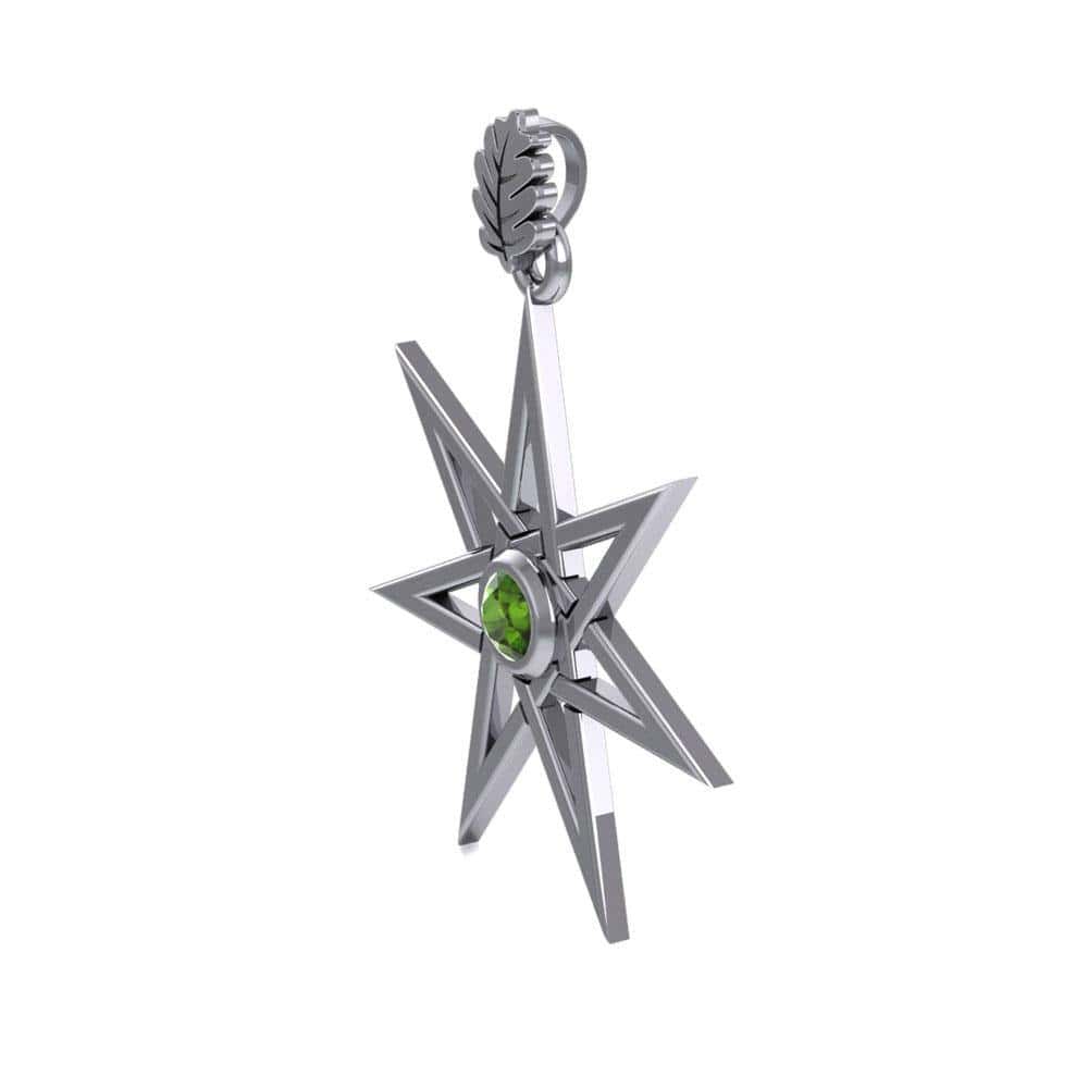 Elven Star and Oak Leaf Sterling Silver Pendant with Elven Star and Oak Leaf Sterling Silver Pendant with