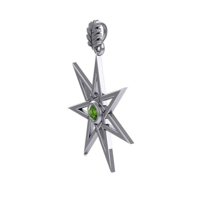 Maura Gems and Jewellery Ready Made Jewelry Elven Star and Oak Leaf Sterling Silver Pendant with Gemstone TPD2104