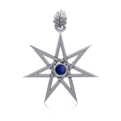 Maura Gems and Jewellery Ready Made Jewelry Elven Star and Oak Leaf Sterling Silver Pendant with Gemstone TPD2104