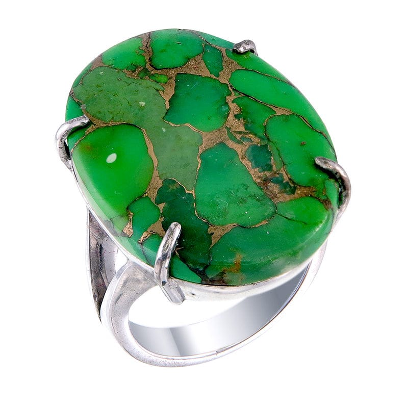 Maura Gems and Jewellery Ready Made Jewelry Green Turqoise (Natural) with golden matrix set in sterling silver ring