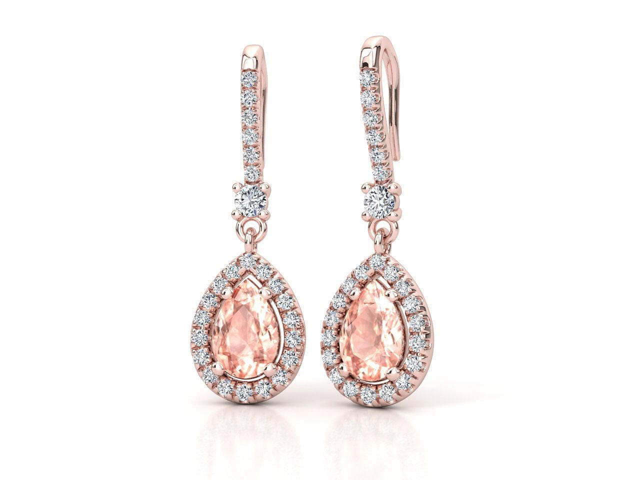 Maura Gems and Jewellery Rosegold Pair of calibrated Morganites in 18k Rosegold earrings