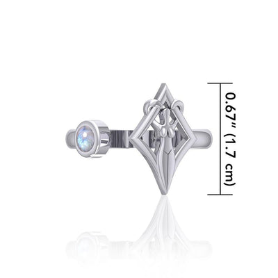 Maura Gems and Jewellery Silver Trinity Knot Triquetra and Goddess Stack Ring with Gemstone