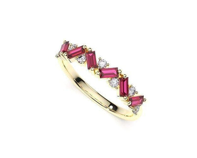 Maura Gems and Jewellery Sweet Rubies 6 x 4mm and 7 round 2mm diamonds in 18k white gold ring