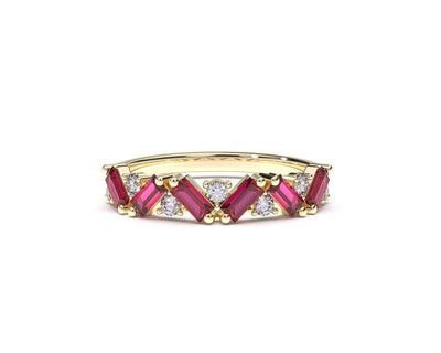 Maura Gems and Jewellery Sweet Rubies 6 x 4mm and 7 round 2mm diamonds in 18k white gold ring